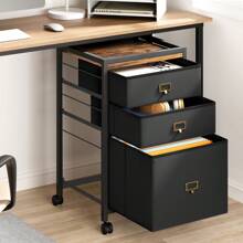 3-Drawer Mobile File Cabinet – Black Vertical Filing Cabinet For Letter/A4, Under Desk Storage For Home Office - Black - View 8