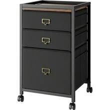 3-Drawer Mobile File Cabinet – Black Vertical Filing Cabinet For Letter/A4, Under Desk Storage For Home Office - Black - View 4