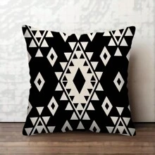 MEMNUN 1 件，现代抽象几何抱枕套 - 可洗涤纶面料，条纹格子设计，17.7 X 17.7 英寸枕套，黑白，露台花园甲板家具装饰套，深座床沙发装饰靠垫套（不含芯） - 黑與白 - 查看 12