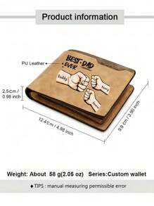 1pc Customized Father's Wallet, Custom Names Wallets For Men, Personalized Dad Wallet With 2-7 Names, Personalized Wallets For Men, 12.4x9.9x2.5cm - Pu Leather, Light Brown/Dark Brown, Personalized Men Wallet, Fathers Day From Daughter/Son/Wife, Gifts For Dad, For Boyfriend Husband Grandfather Anniversary Birthday Gift, ,Colorful,Cute,Adorable,Funny,Kawaii,Y2K,Stylish,Unisex,Casual,Custom,Personalized,Unique,Customized,Ideal Gifts For Him,Ideal Gifts For Her,Her,Boyfriend,Girlfriend,Family,Friends,Travel Accessories,Travel Accessories,School Supplies,Back To School,For Office,For School,For Classroom,For Teacher Gifts,For University,For Colleague,For Dorm Rooms,For Teacher,For Boys And Girls,For Teenagers,Junior High School Students,Middle School Students,High School Senior High School Students,College Students,University Students,Freshman,Sophomore,Underclassmen