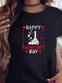 Women's Valentine's Day Science Lover Design Graphic T-Shirt Casual Shirt Cotton Crew Neck Short Sleeve Daily Wear