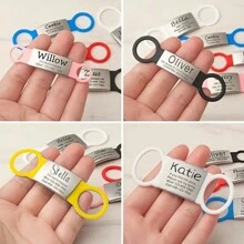 Custom Cat Dog ID Personalized Pet Collar Tag Engraving Charm Name Pendant Bone Necklace Puppy Key Ring Silicone Stainless Steel Pet Accessories