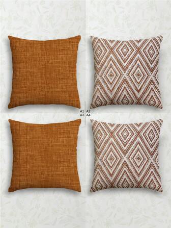 4pcs Spring And Summer Decorative Pillowcase Set Of 4 Sofa Pillows Polyester Cushion Cover Sofa Living Room, 45.72*45.72 Cm, Multi-Color Kitchen Cloth Set Very Suitable For Indoor, Kitchen, Anniversary, Table Decoration, Party, Home Supplies Christmas Gift Gift