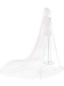 1 件万圣节网眼复古纯色连帽斗篷吸血鬼新娘斗篷黑红白女士斗篷，连帽深色长网眼斗篷男女通用斗篷扮演女巫斗篷，万圣节角色扮演鬼魂扮演连帽斗篷死神女巫网眼长斗篷舞会表演服装女式连帽薄纱斗篷黑白红色婚礼新娘及地柔软网眼斗篷 - 黑色 - 查看 13