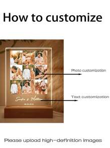 1PC Custom Couple Collage Photo LED Night Light, Personalized Acrylic Night Light With Photos And Text, Custom Photo Light, Personalized Photo Collage LED Light, Couple Photo Frame, Personalized Photo Collage Gift, Bedroom Night Light, Birthday Gift, Couple Gift, Unique Wedding Gift, Anniversary Gift, Gift For Wife/Her/Girlfriend/Friend, Gift For Him/Boyfriend/Husband - Huang Guang - View 4