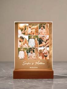 1PC Custom Couple Collage Photo LED Night Light, Personalized Acrylic Night Light With Photos And Text, Custom Photo Light, Personalized Photo Collage LED Light, Couple Photo Frame, Personalized Photo Collage Gift, Bedroom Night Light, Birthday Gift, Couple Gift, Unique Wedding Gift, Anniversary Gift, Gift For Wife/Her/Girlfriend/Friend, Gift For Him/Boyfriend/Husband - Huang Guang - View 5