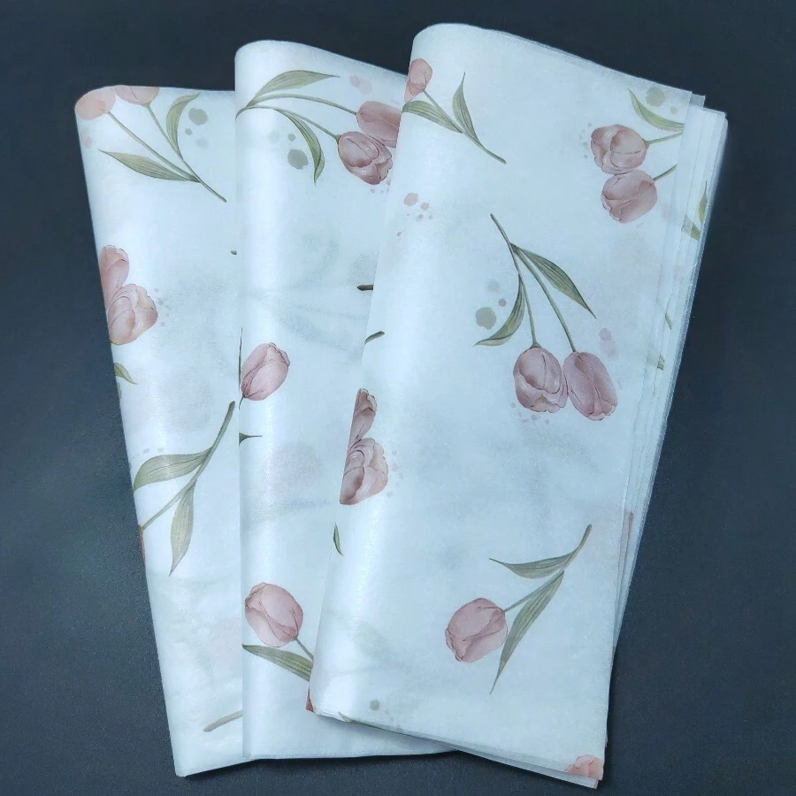 10/50/100 张 50*35 厘米郁金香花朵图案薄纸，适用于 DIY 工艺品、派对礼品包装、花束包装、鞋子和服装包装、情人节、教师节、感恩节、母亲节、婚礼、生日礼物等场景的装饰 - 粉紅鬱金香 - 查看 1