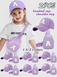 2 件套儿童 26 字母印花棒球帽和背包套装，适合男孩和女孩的日常时尚搭配，很棒的返校礼物