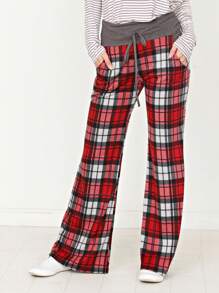 Floral Drawstring Fold Over Band Wide Leg Lounge Pants