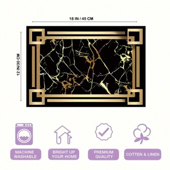 4/6pcs Vintage Black & Gold Abstract Art Placemats Set - Heat Resistant, Waterproof, Suitable For Holiday Dining, Kitchen, Dining Room, Coffee Table Decor, Party And Home Decoration