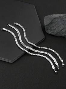 3pcs Stainless Steel Men's Bracelet, Hollow Snake Chain, Vintage Embossed Design, 20cm Length, Suitable For Daily Wear, New Year Gift, Holiday Gift
