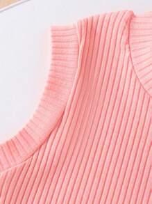 Set 2 buc. maiou casual lejer drăguț + pantaloni în carouri pentru bebeluși, vară ușoară - Roz - Vizualizare 6