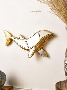 1pc Resin Material Mirrored Whale Wall Decor, Creative Mirrored Whale Home Decor Craft Statue, Special Mirror Surface Design, Suitable For Home Wall Decoration And Photography Props Gifts Birthday Graduation
