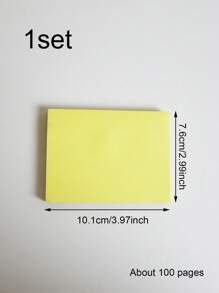 1set - Solid Color Rectangular Sticky Note, Simple Self-Adhesive Removable Sticky Note Paper, Office Memo And Message Sticky Note - Multicolor - View 2