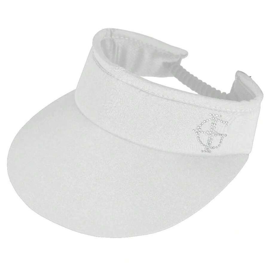 Island Green Womens/Ladies Diamante Logo Golf Sun Visor (White) - White - View 1