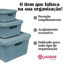 Kit Of 2 Organizer Boxes With Lid 5 Liters  Utilities Durable Plastic Stackable Exclusive Texture Multipurpose - Beige - View 5