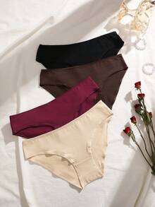 4pcs/Set Cotton Low Waist Women's Briefs, Comfortable & Soft, Everyday Underwear, Spring/Summer - Multicolor - View 5
