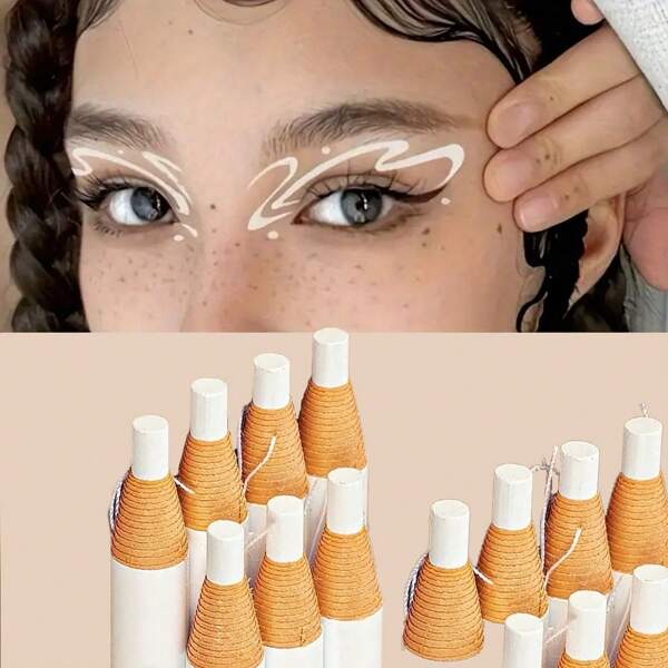 2 peças caneta de marcação de posição de sobrancelha branca à prova d'água, adequada para pele de sobrancelha e lábios, caneta de marcação de pele de tatuagem de sobrancelha branca, caneta marcadora de tatuagem, resistente ao suor, fácil aplicação