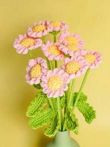 10pcs Handmade Crochet Daisy Flower Versatile Decor For Home, Car, Office, Charming Personal Touch, Simulation Flower Gift For Girlfriend Valentine's Or Teacher's Day Mother's Day Wedding Birthday Decor Gifts Graduation,Fall Decor,Autumn - Daisy Flower - View 5