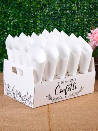 1 set Porte-cône de confettis de mariage (20 trous), boîte porte-cône de confettis de fête pour centres de table de mariage, décorations et fournitures