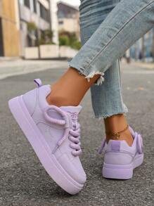 DareSee 2025 New Popular College Style Purple Thick Strap Slip-On Comfortable Platform Sneakers For Women Music-Fest Y2K-Fest Back To School Autumn Winter Gifts - Purple - View 10