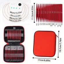 Aluminum Circular Knitting Needles Set With Ergonomic Handles,13 Size Interchangeable Crochet Needles With Storage Case For Small Project