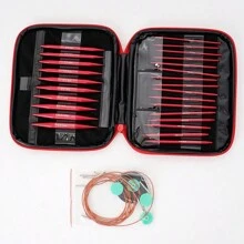 Aluminum Circular Knitting Needles Set With Ergonomic Handles,13 Size Interchangeable Crochet Needles With Storage Case For Small Project