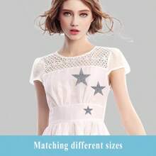 32pcs 5 Sizes Star Shape Rhinestones Patch, Iron-On Star Decorative Stickers For Clothes, Bags, Shoes, Phones, DIY Accessories (Silver Star)