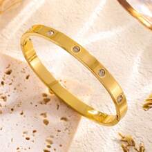 18K Titanium Steel Ten Diamond Bracelet, Sophisticated, Elegant And Simple - 金色 - 查看 2