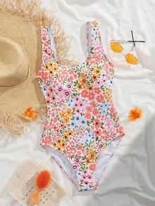 Floral Print Stylish Sexy One-Piece Swimsuit For Women, For Summer Beach Vacation