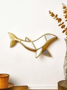 1pc Resin Material Mirrored Whale Wall Decor, Creative Mirrored Whale Home Decor Craft Statue, Special Mirror Surface Design, Suitable For Home Wall Decoration And Photography Props Gifts Birthday Graduation