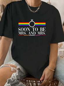 Camiseta "Próxima a ser Señora y Señora" - Boda entre mujeres, matrimonio gay, 100% algodón - Negro - Ver 1