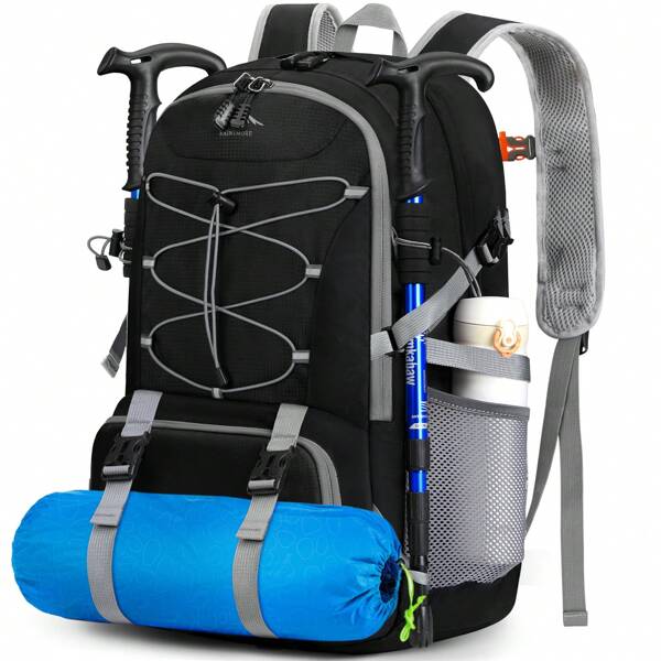 Wanderrucksack Herren Damen 40L Wasserdichter Rucksack Leichter Reiserucksack Faltbarer Fahrradrucksack Tagesrucksäcke mit ReflexstreifenTrekkingrucksack