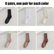 6-Piece Set Of Neutral Socks - Solid Color, Spring Thin Edition Ankle Socks Comfortable, Suitable For Casual And Sports Wear - Sweat Absorbing, Odor Proof, Lightweight Solid Color Unisex - 混色 - 查看 8