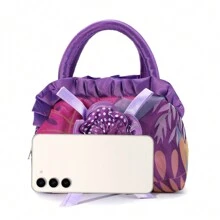 1 件时尚百褶花朵女士手提包蕾丝手柄零钱包钥匙包便携晚宴小包