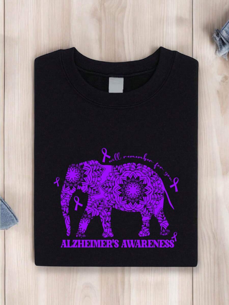 Alzheimer's Awareness Shirt, Alzheimer's Warrior Shirt, Alzheimers Awareness Shirt, Alzheimers Support Shirts, Alzheimer's Fighter Shirts, Alzheimer's Survivor Shirts TX-553 - 黑色 - 查看 1