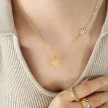 Small Daisy Necklace Cool Style Versatile Simple Clavicle Chain Necklace - Gold - View 7