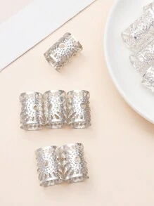 6 件女孩朋克风格金色向日葵发夹，大号银色镂空雕花发饰，适合返校、辫子 - 銀色 - 查看 3