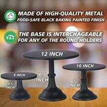 3 Pcs Metal Cake Stand, Cake Pop Stand Set Of Disc Diameter 8" 10" 12", Tall Cake Stands For Dessert Table, Perfect Display For Wedding, Graduation Party, Birthday, Baby Shower, Decorations (Matte Black) - 黑色 - 查看 6
