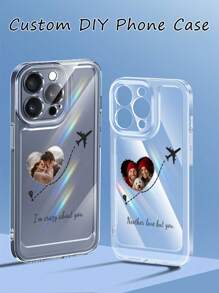1 个可定制 DIY 合作伙伴图像透明柔软全覆盖手机壳，兼容 iPhone 16/15/14 Plus/13 Pro/12 Pro Max/11/XsMax/8/7，清晰时尚，色彩鲜艳，可爱，独特，非常适合周年纪念日、情人节、生日、婚礼、母亲节、父亲节、最好的朋友、送给妈妈/爸爸、男朋友或女朋友的礼物