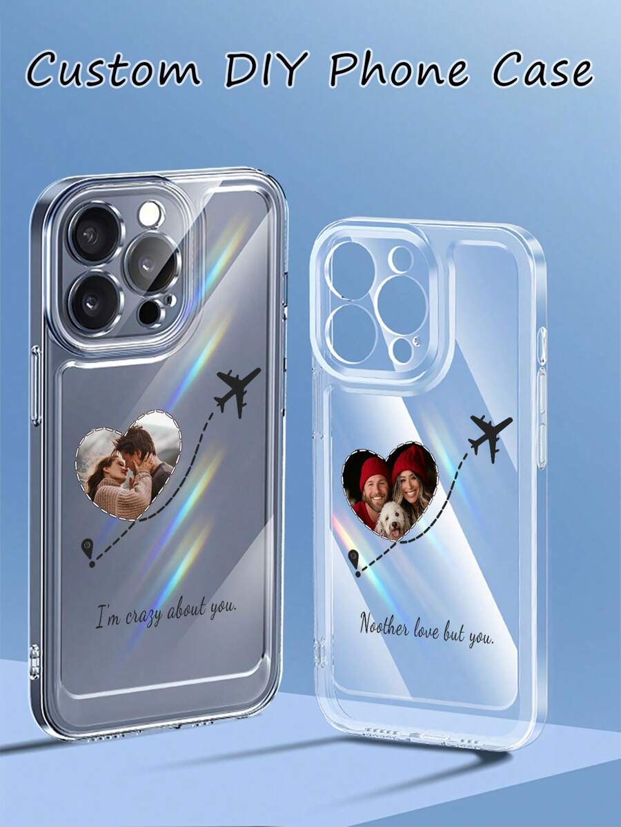 1 个可定制 DIY 合作伙伴图像透明柔软全覆盖手机壳，兼容 iPhone 16/15/14 Plus/13 Pro/12 Pro Max/11/XsMax/8/7，清晰时尚，色彩鲜艳，可爱，独特，非常适合周年纪念日、情人节、生日、婚礼、母亲节、父亲节、最好的朋友、送给妈妈/爸爸、男朋友或女朋友的礼物