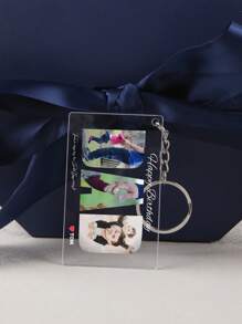 1pc Personalized Acrylic Keychain With 3 Custom Photos, The Perfect Gift For Birthdays, Memorials And Special Occasions, The Ideal Father Gift.Sequins Fashion, Colorful, Cute, Cute, Shrink, Fun, Cute, Stylish.