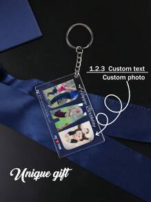 1pc Personalized Acrylic Keychain With 3 Custom Photos, The Perfect Gift For Birthdays, Memorials And Special Occasions, The Ideal Father Gift.Sequins Fashion, Colorful, Cute, Cute, Shrink, Fun, Cute, Stylish.