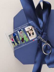 1pc Personalized Acrylic Keychain With 3 Custom Photos, The Perfect Gift For Birthdays, Memorials And Special Occasions, The Ideal Father Gift.Sequins Fashion, Colorful, Cute, Cute, Shrink, Fun, Cute, Stylish.