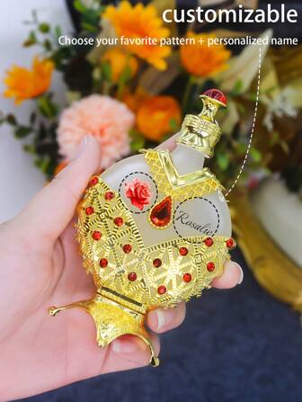 Flacon compte-gouttes de princesse vintage doré de 30 ml, conteneur rechargeable pour huiles essentielles, flacon diffuseur de parfum et d'huiles essentielles pour les voyages. Cadeau parfait pour les femmes (sans parfum, flacon vide seulement).