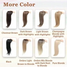 带刘海发夹的发饰，360° 3D 女士覆盖发饰，蓬松发饰，适合头发稀疏的女性，带发饰的刘海夹。非常适合节日、圣诞节和日常使用。送给女朋友的礼物 - 彩色 - 查看 8