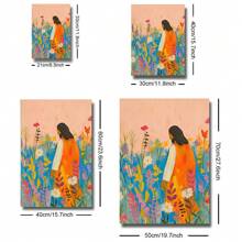 1pc Unframed Colorful Jesus Wildflowers Christian Art Poster Bible Verse Vintage Aesthetic Painting Canvas Print Cottagecore Minimalist Wall Picture For Dorm,Apartment,Living Room,Bedroom,Modern Home Decoration - Multicolor - View 4