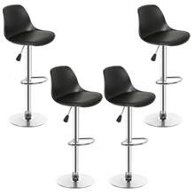Bar Stools, 360 Degree Rotating - Set Of 4 - PU Leather And Metal Legs - Black - View 1