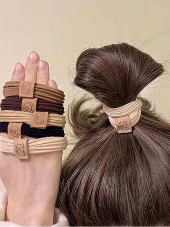 5pcs/10pcs Cute Bear Decorated Fashion Hair Scrunchies, Casual Hair Ties, Ponytail Holders, Hair Bands, Hair Accessories