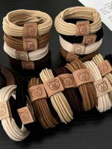 5个/10个可爱小熊装饰时尚发圈，休闲发绳，马尾辫发圈，发带，发饰头饰 - 彩色 - 查看 10